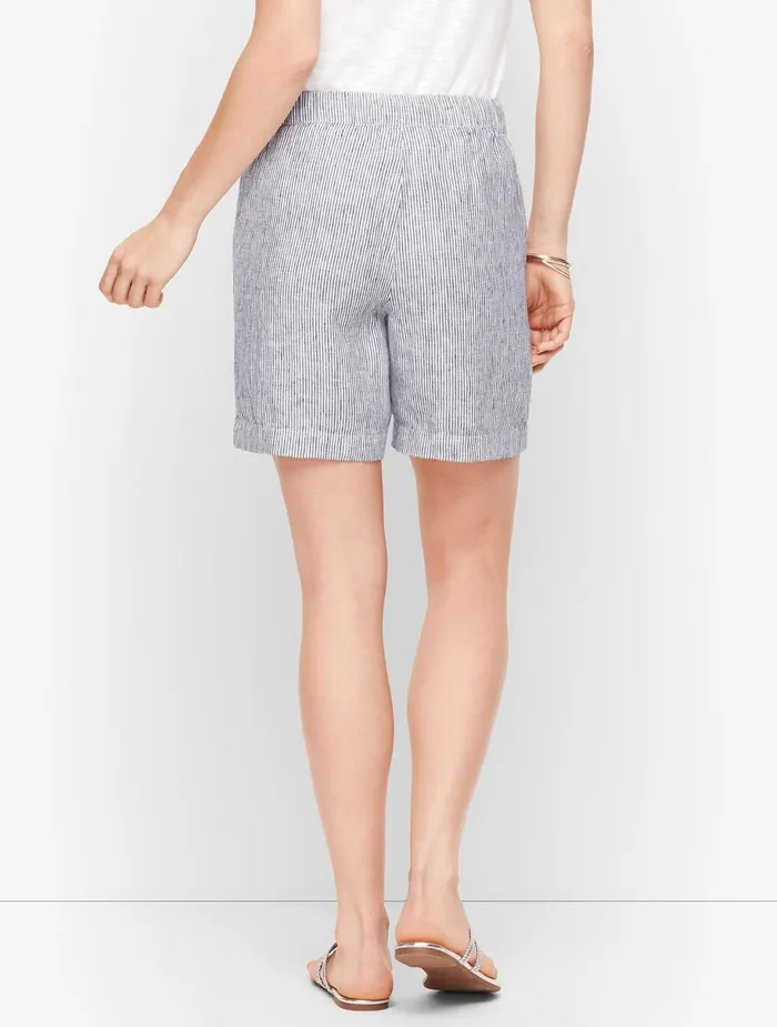 Women Shorts Talbots Washed Linen Beach Shorts Indigowhite