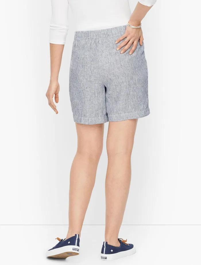 Women Shorts Talbots Washed Linen Beach Shorts Indigowhite