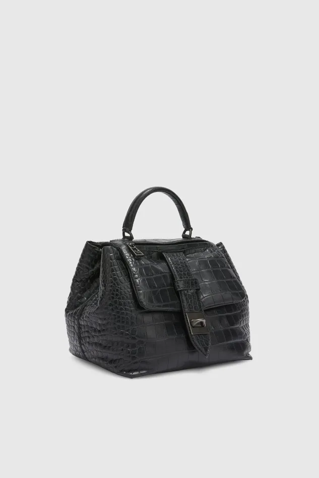 Women Shoulder Bags Ermanno Scervino Black Crocodile Print Handbag Lisa 8211 Ermanno Scervino Black
