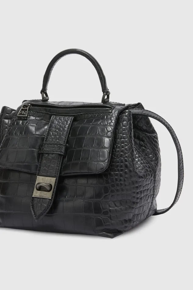Women Shoulder Bags Ermanno Scervino Black Crocodile Print Handbag Lisa 8211 Ermanno Scervino Black