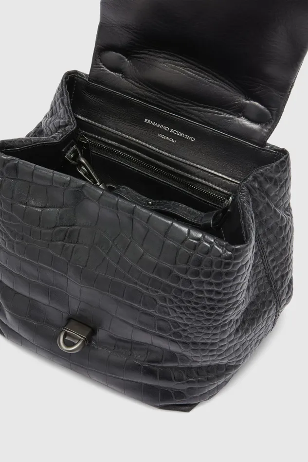Women Shoulder Bags Ermanno Scervino Black Crocodile Print Handbag Lisa 8211 Ermanno Scervino Black