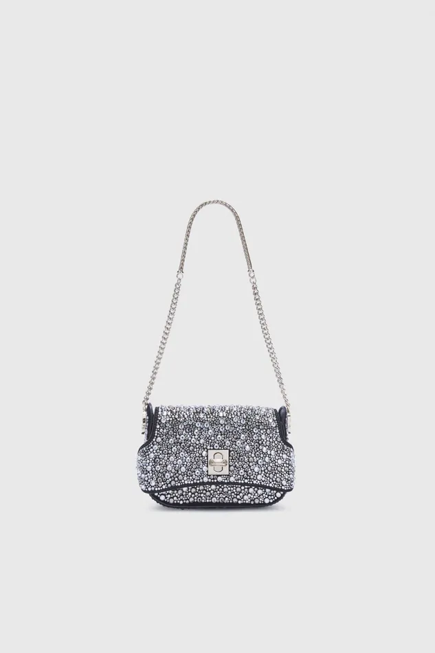 Women Shoulder Bags Ermanno Scervino Black Mini Audrey Bag With Crystal And Chain Online Black Women Shoulder Bags Ermanno Scervino Black Mini Audrey Bag With Crystal And Chain Online Black