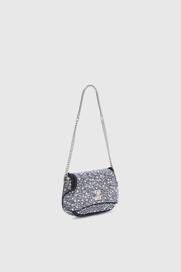 Women Shoulder Bags Ermanno Scervino Black Mini Audrey Bag With Crystal And Chain Online Black