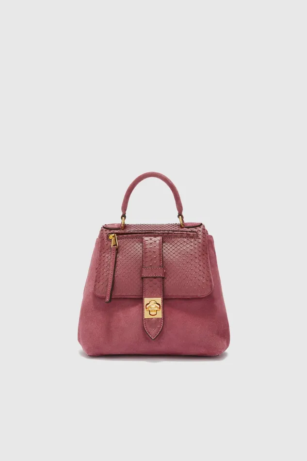 Women Shoulder Bags Ermanno Scervino Flap Bag In Suede And Calfskin Pink