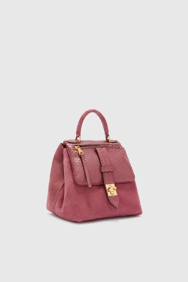 Women Shoulder Bags Ermanno Scervino Flap Bag In Suede And Calfskin Pink