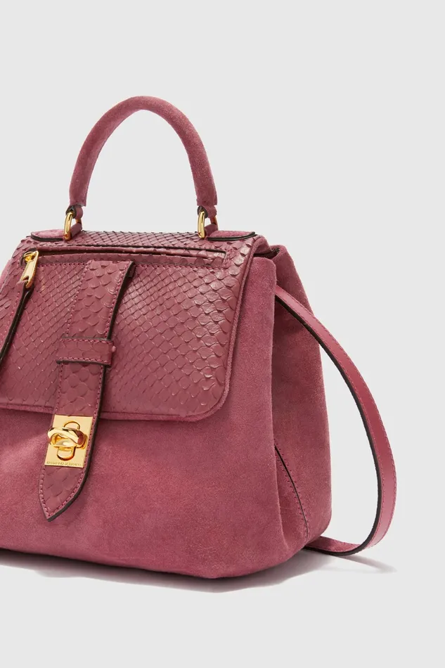 Women Shoulder Bags Ermanno Scervino Flap Bag In Suede And Calfskin Pink