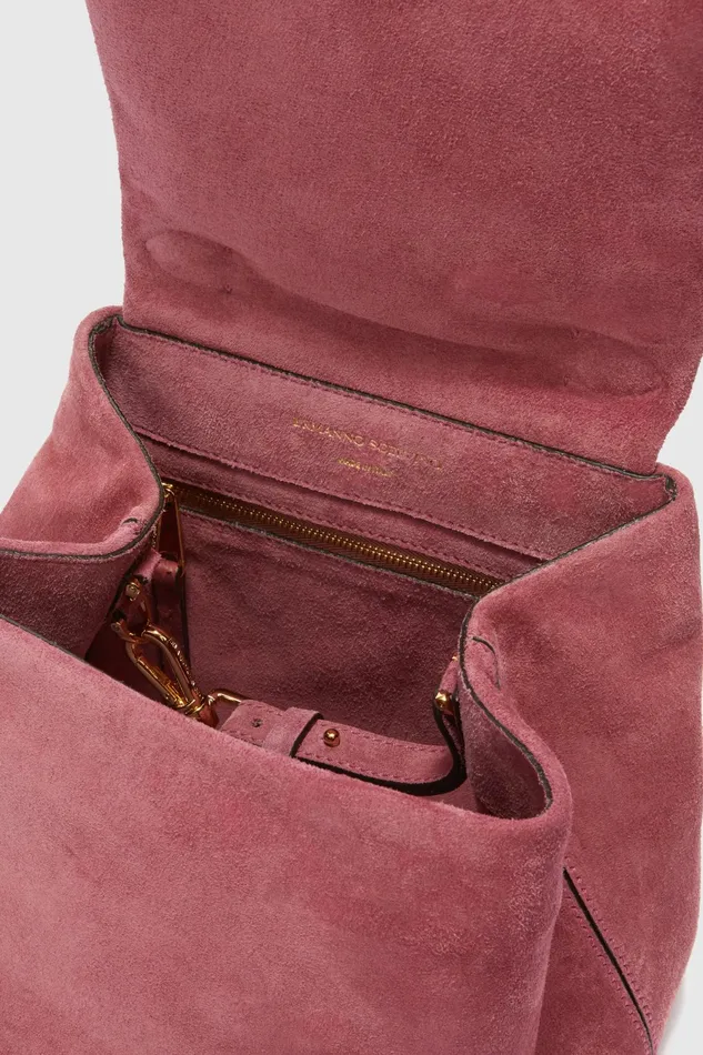 Women Shoulder Bags Ermanno Scervino Flap Bag In Suede And Calfskin Pink