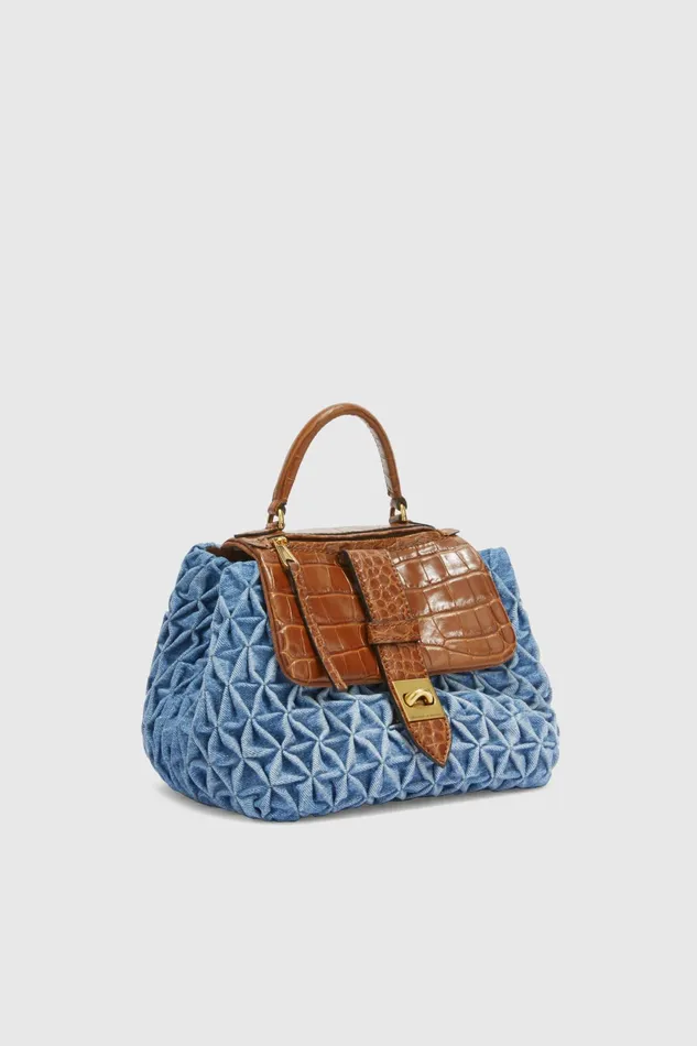 Women Shoulder Bags Ermanno Scervino Liza Bag Handmade Luxury Bags 8211 Ermanno Scervino Blue Denim