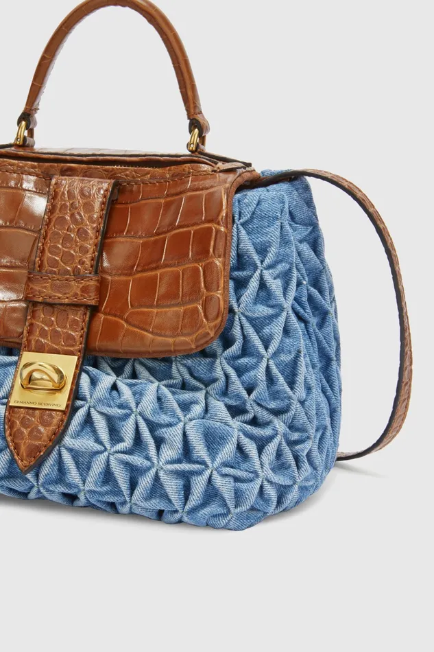 Women Shoulder Bags Ermanno Scervino Liza Bag Handmade Luxury Bags 8211 Ermanno Scervino Blue Denim