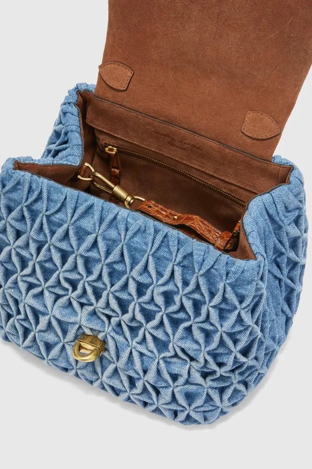 Women Shoulder Bags Ermanno Scervino Liza Bag Handmade Luxury Bags 8211 Ermanno Scervino Blue Denim