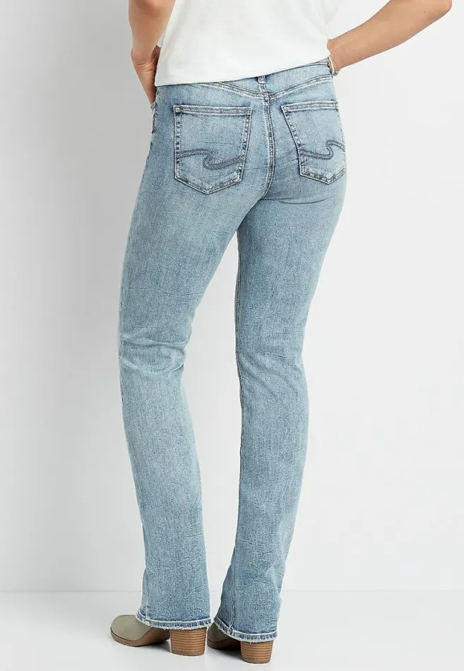 Women Silver Jeans Co Avery High Rise Light Marble Wash Slim Boot Jean Maurices Jeans