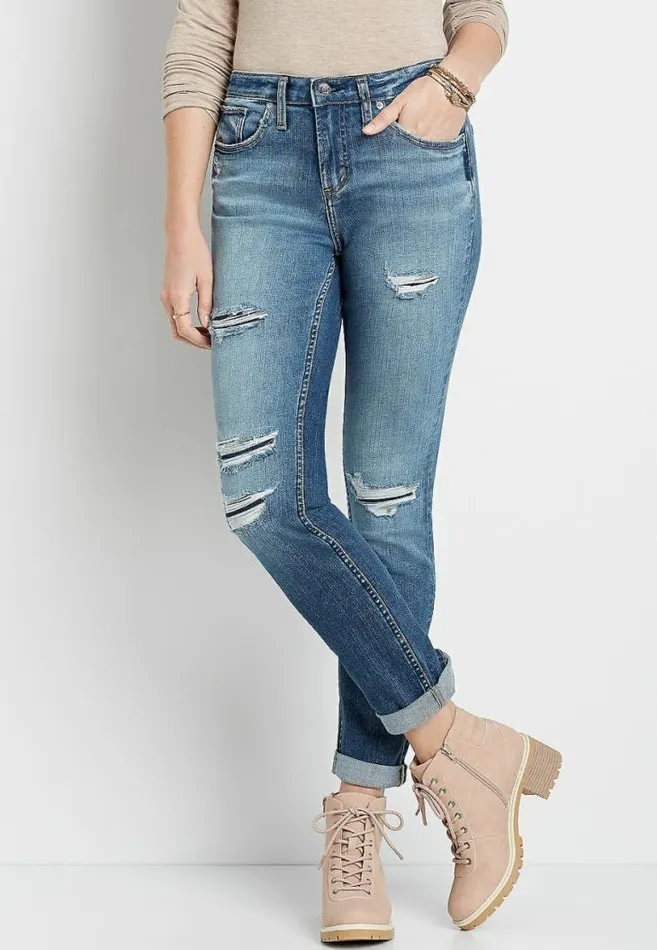Women Silver Jeans Co Beau Back Destructed Rolled Girlfriend Jean Maurices Jeans Women Silver Jeans Co Beau Back Destructed Rolled Girlfriend Jean Maurices Jeans