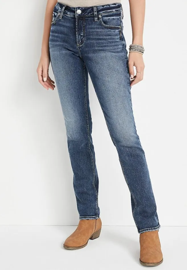 Women Silver Jeans Co Elyse Straight Mid Rise Jean Maurices Jeans