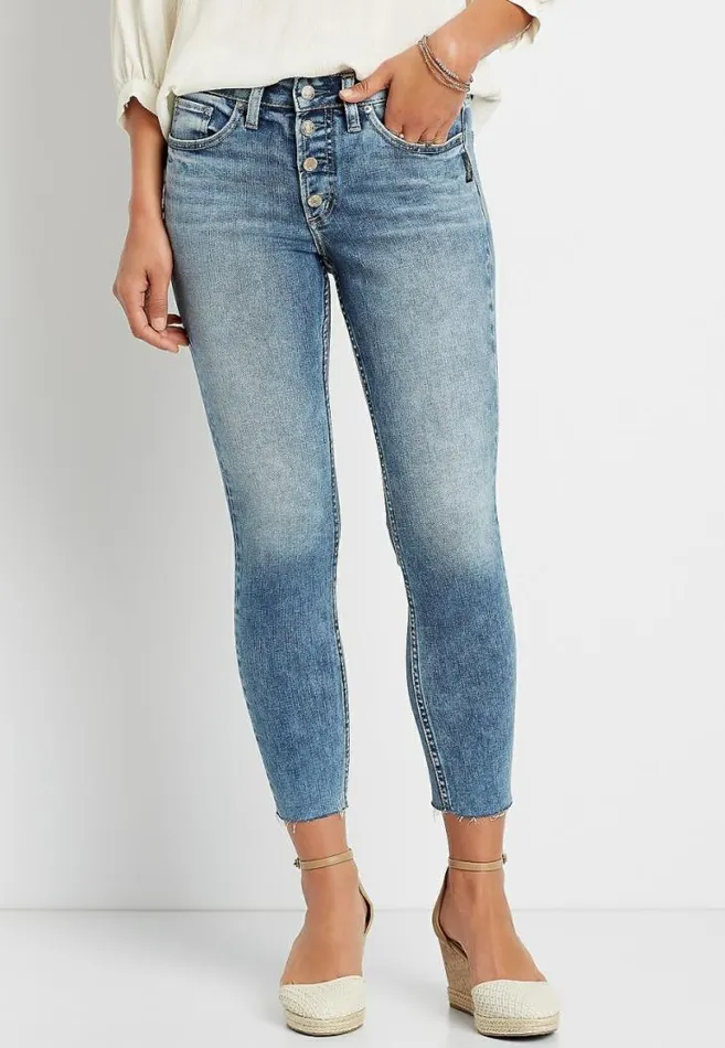 Women Silver Jeans Co Suki Medium Wash Button Fly Cropped Jean Maurices Bottoms Women Silver Jeans Co Suki Medium Wash Button Fly Cropped Jean Maurices Bottoms