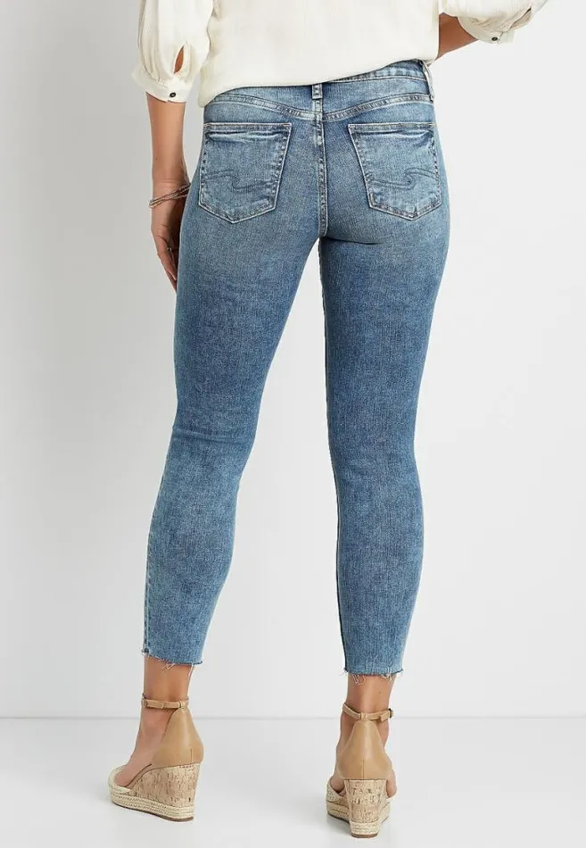 Women Silver Jeans Co Suki Medium Wash Button Fly Cropped Jean Maurices Bottoms