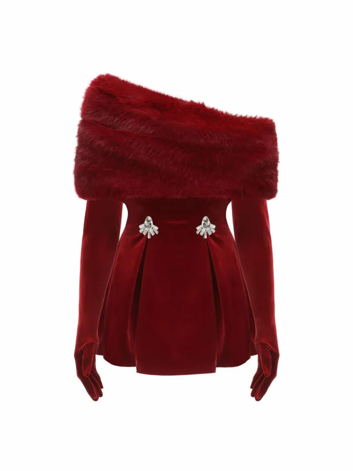 Women Simone Velvet Dress Nana Jacqueline Red