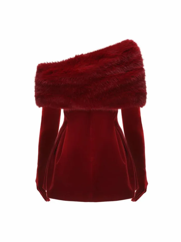 Women Simone Velvet Dress Nana Jacqueline Red