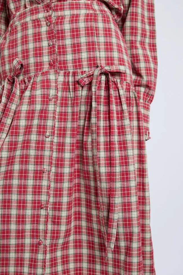 Women Skirts Damson Madder Bronte Button Through Midi Skirt 8211 Red Check