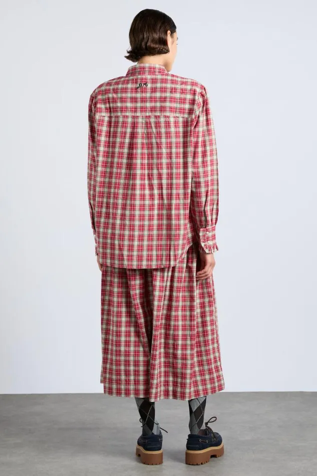 Women Skirts Damson Madder Bronte Button Through Midi Skirt 8211 Red Check