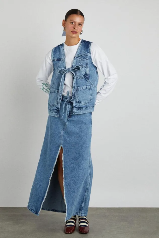 Women Skirts Damson Madder Kaia Denim Maxi Skirt