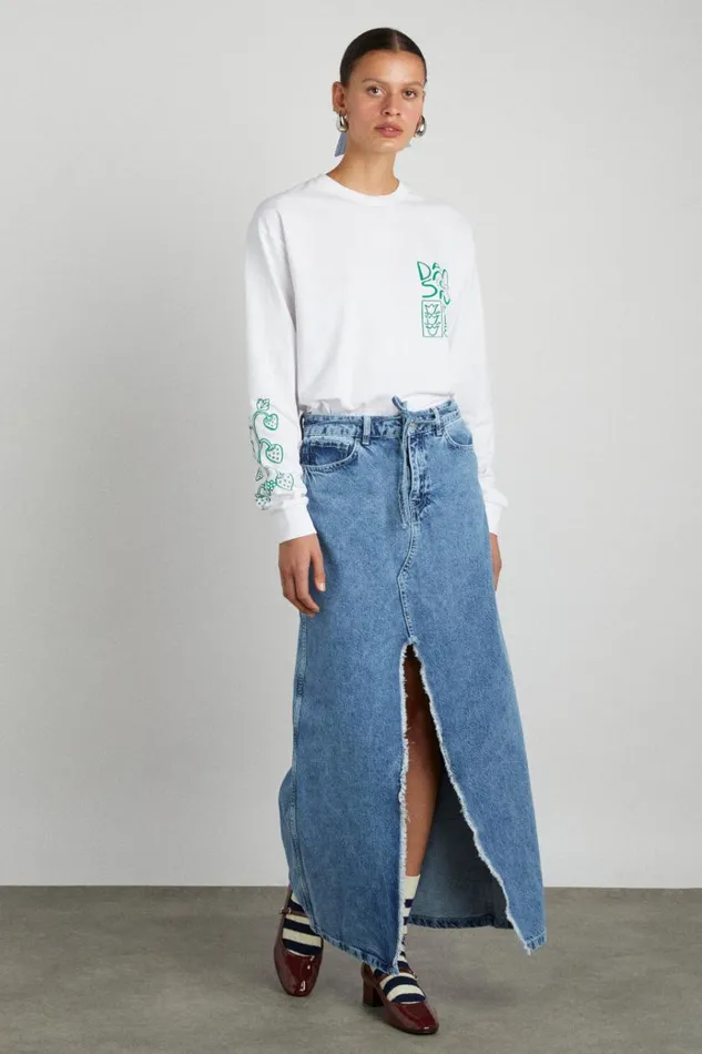 Women Skirts Damson Madder Kaia Denim Maxi Skirt