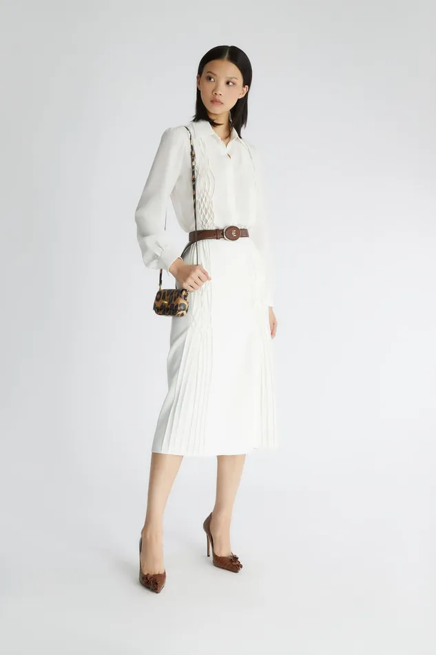 Women Skirts Ermanno Scervino Beige Pencil Skirt With Smock Detailing 8211 Ermanno Scervino Beige
