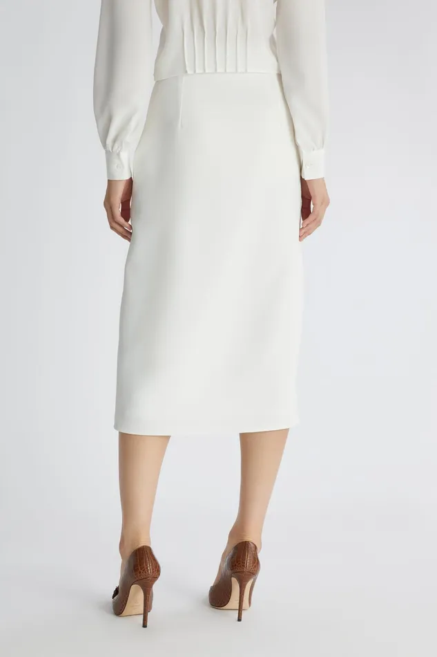 Women Skirts Ermanno Scervino Beige Pencil Skirt With Smock Detailing 8211 Ermanno Scervino Beige