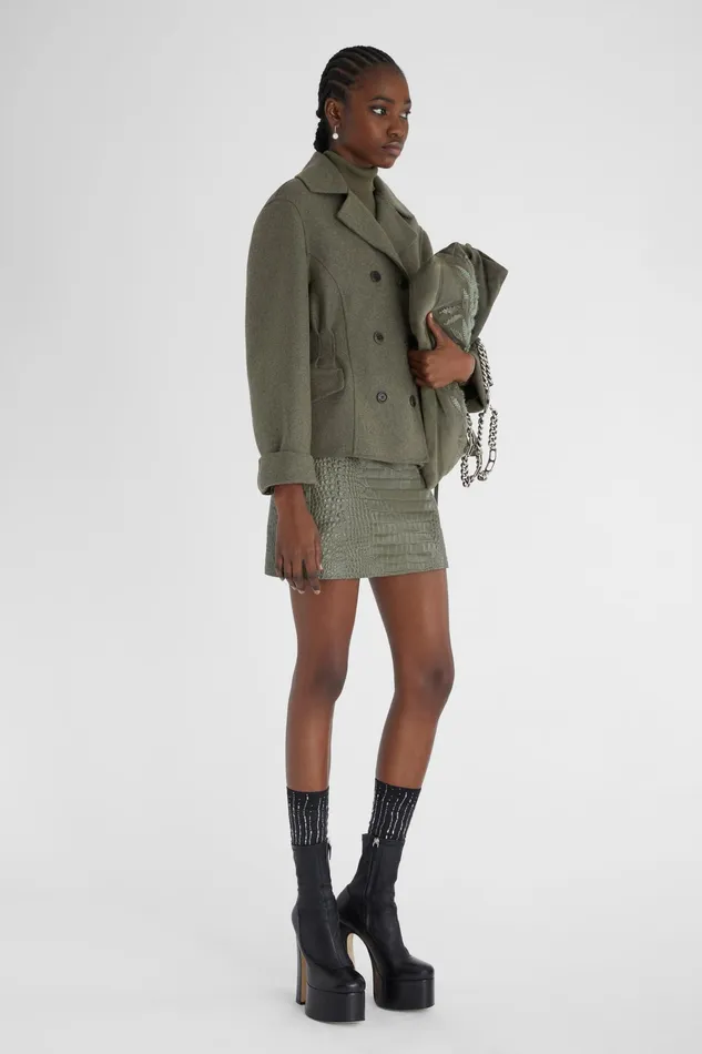 Women Skirts Ermanno Scervino Crocodile Print Leather Miniskirt