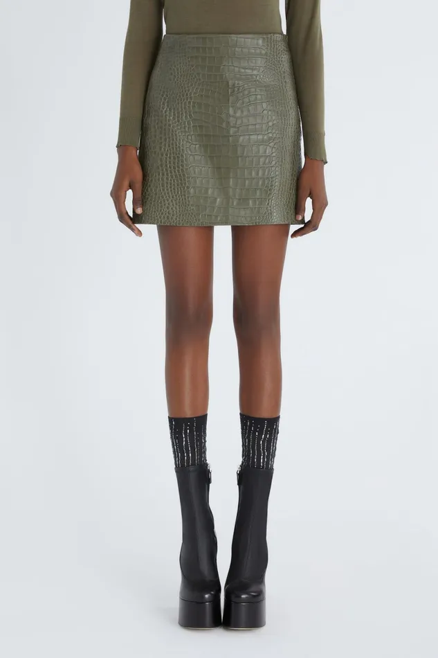 Women Skirts Ermanno Scervino Crocodile Print Leather Miniskirt