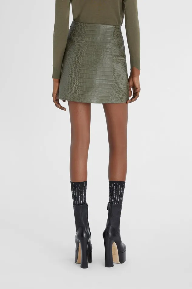 Women Skirts Ermanno Scervino Crocodile Print Leather Miniskirt