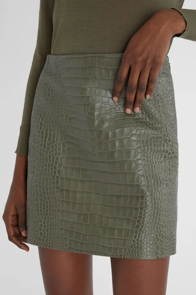 Women Skirts Ermanno Scervino Crocodile Print Leather Miniskirt