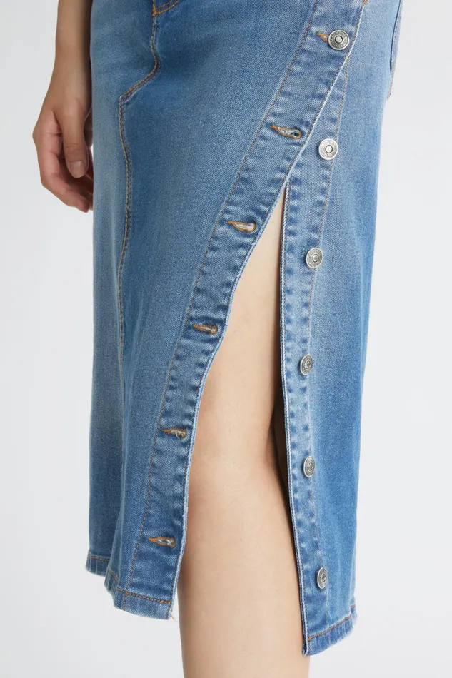 Women Skirts Ermanno Scervino Designer Pencil Skirt With Buttons 8211 Ermanno Scervino Blue Denim