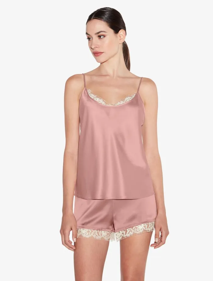 Women Sleep Shorts and Trousers La Perla Silk Shorts With Leavers Lace In Pink