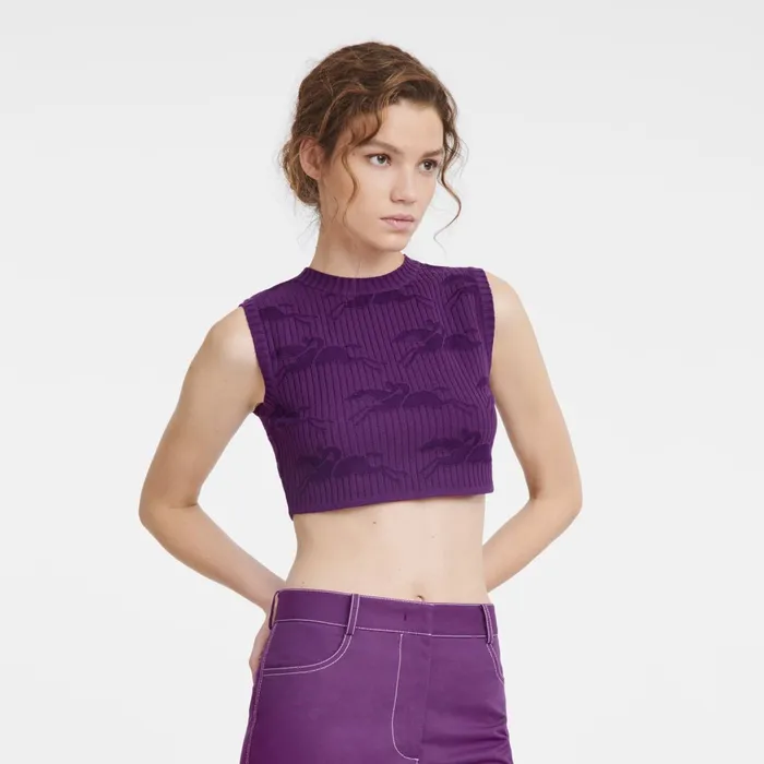 Women Sleeveless Top Violet Longchamp Tops and Blouses