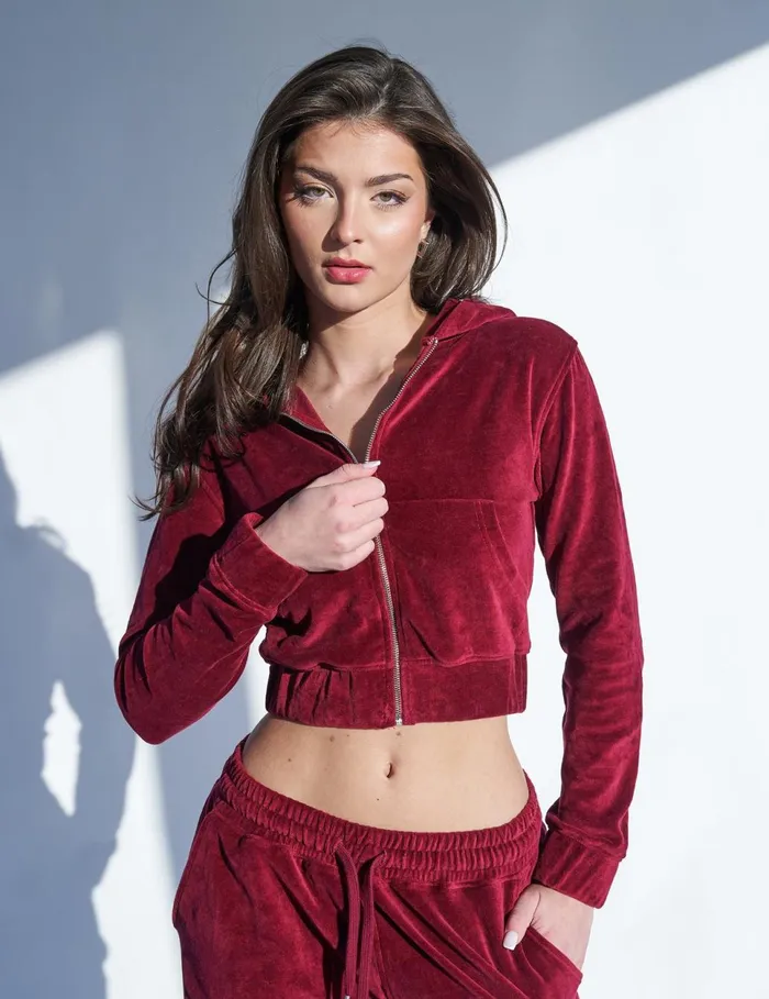 Women Slim Fit Velour Zip Through Cropped Hoodie Cherry Red Red Public Desire Sweatshirt and Hoodies Women Slim Fit Velour Zip Through Cropped Hoodie Cherry Red Red Public Desire Sweatshirt and Hoodies
