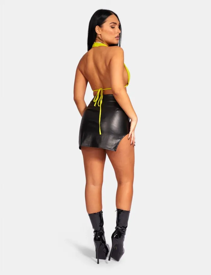 Women Slinky Halterneck Top Lime Green Public Desire Tops