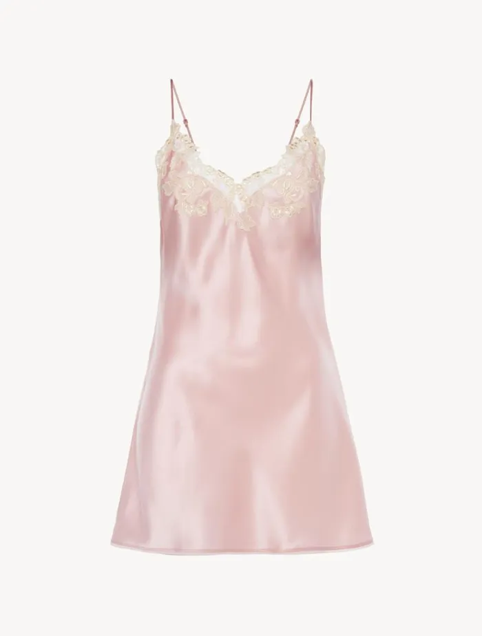 Women Slips and Dresses La Perla Pink Silk Slip Dress With Frastaglio