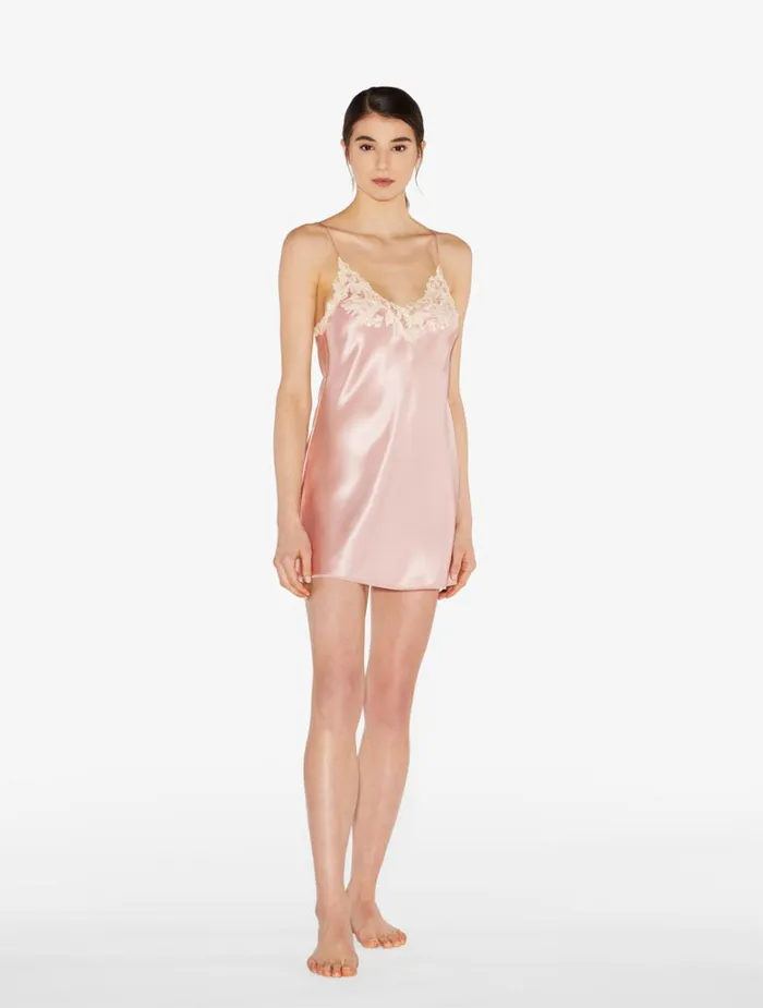 Women Slips and Dresses La Perla Pink Silk Slip Dress With Frastaglio