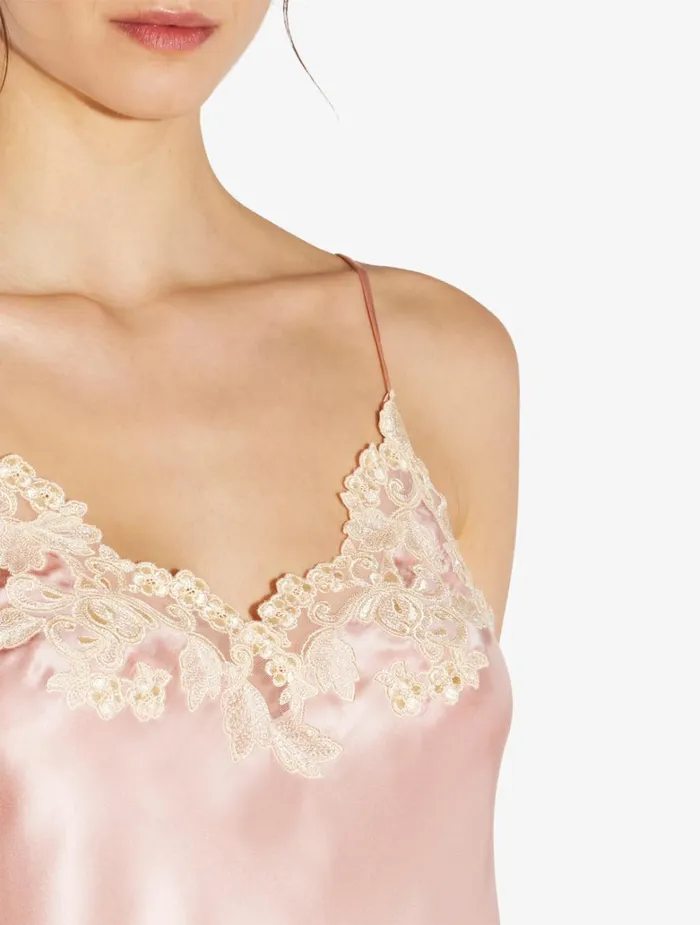 Women Slips and Dresses La Perla Pink Silk Slip Dress With Frastaglio