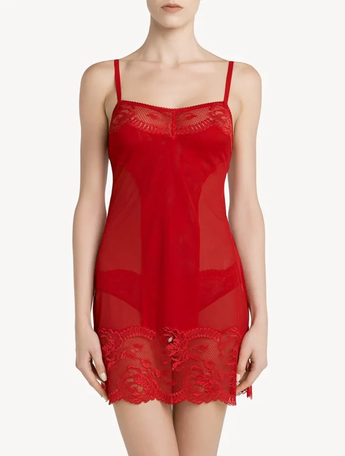 Women Slips and Dresses La Perla Red Lace Slip