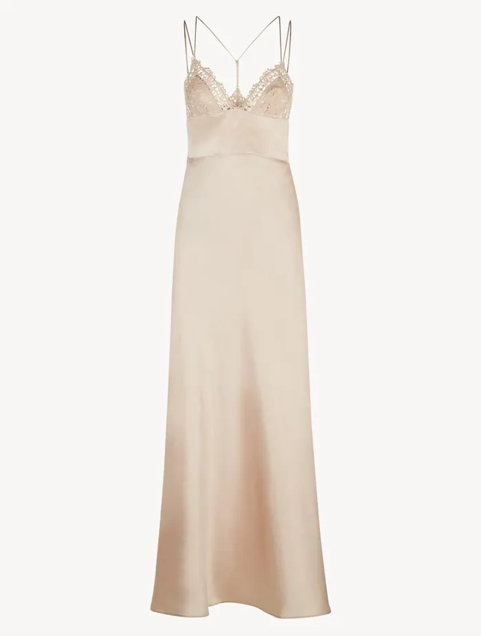 Women Slips and Dresses La Perla Rose Beige Long Night Dress