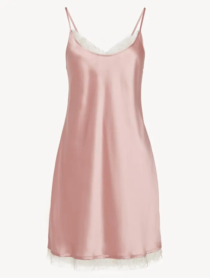Women Slips and Dresses La Perla Silk Slip With Leavers Lace In Pink
