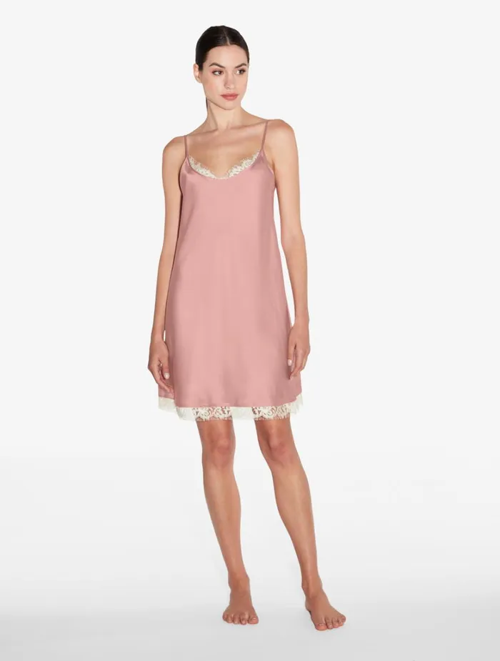 Women Slips and Dresses La Perla Silk Slip With Leavers Lace In Pink