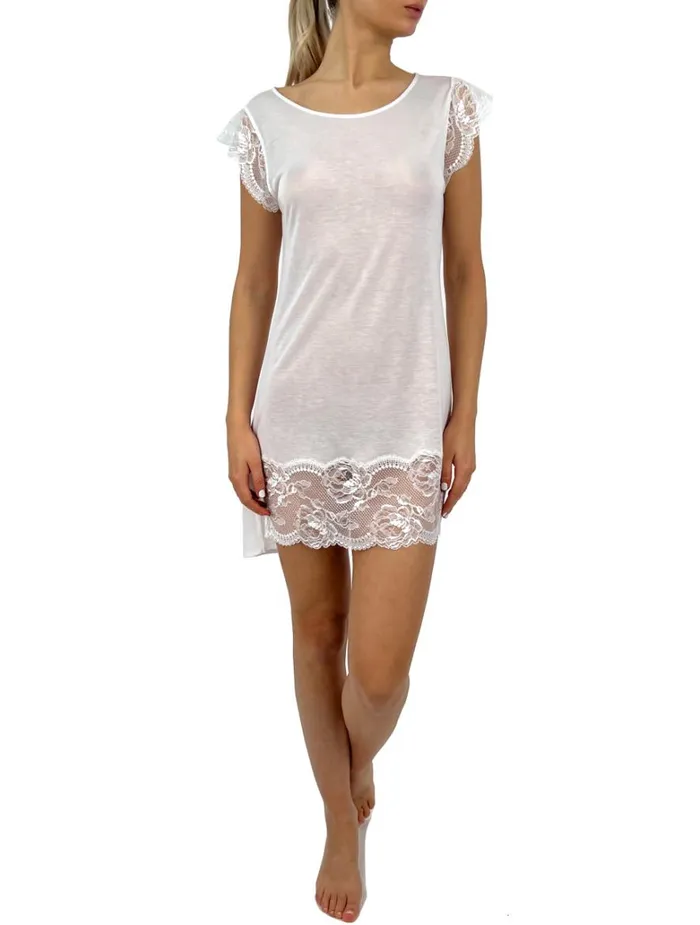 Women Slips and Dresses La Perla Tshirt Dress In White With Lace