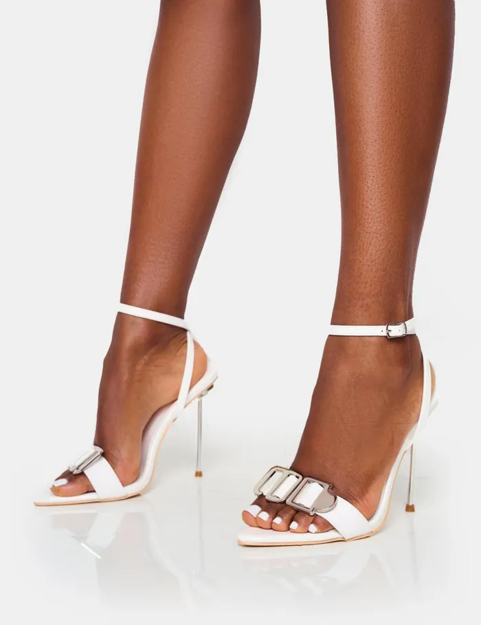 Women Socialite Buckle Detail High Heels White Public Desire Stilettos Women Socialite Buckle Detail High Heels White Public Desire Stilettos