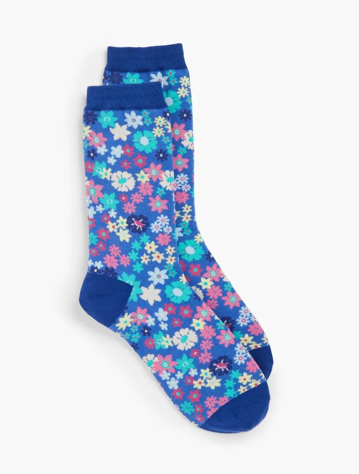 Women Socks Talbots Ditsy Floral Trouser Socks Biscayne Blue Multi