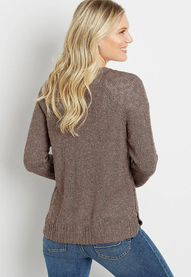 Women Solid Lace Stitch Button Front Cardigan Maurices Tops