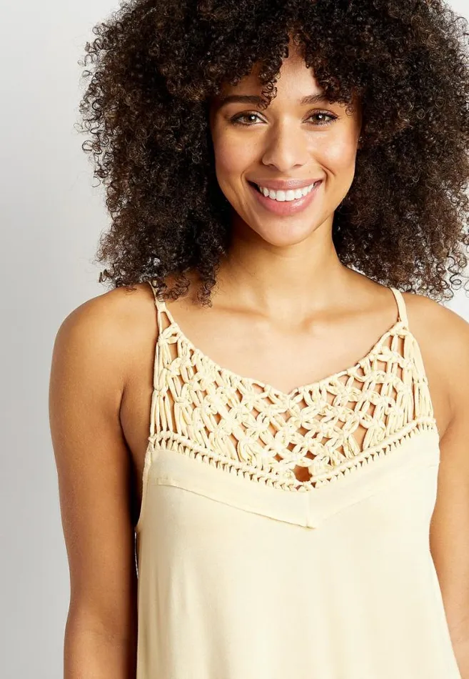 Women Solid Macrame Tank Top Maurices Tops