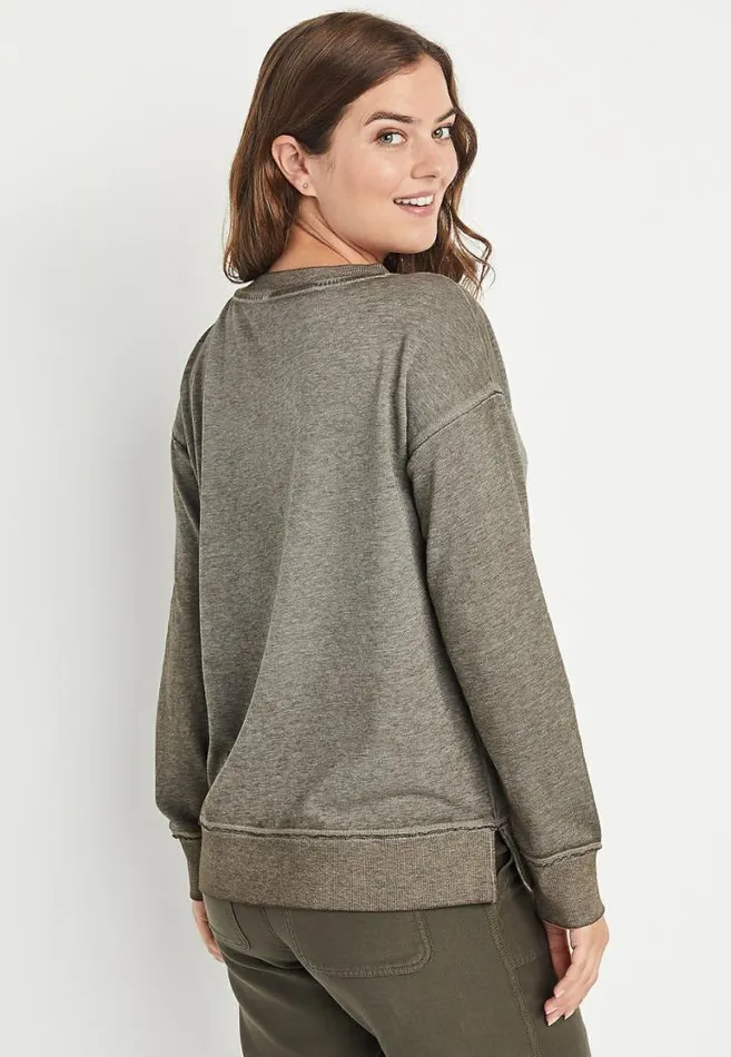 Women Solid V Neck Sweatshirt Maurices Tops