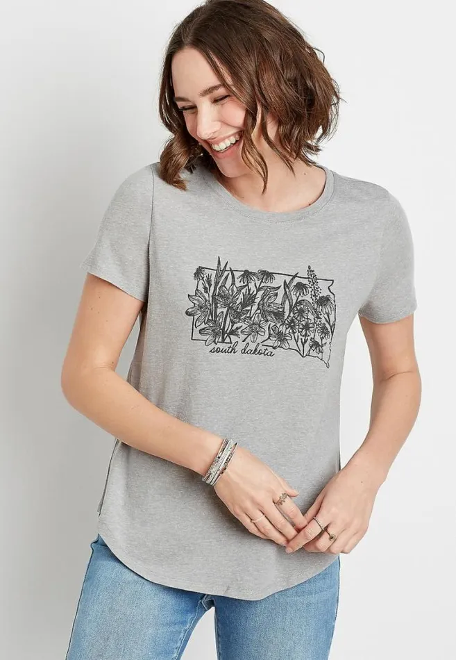 Women South Dakota State Flower Graphic Tee Maurices Tops